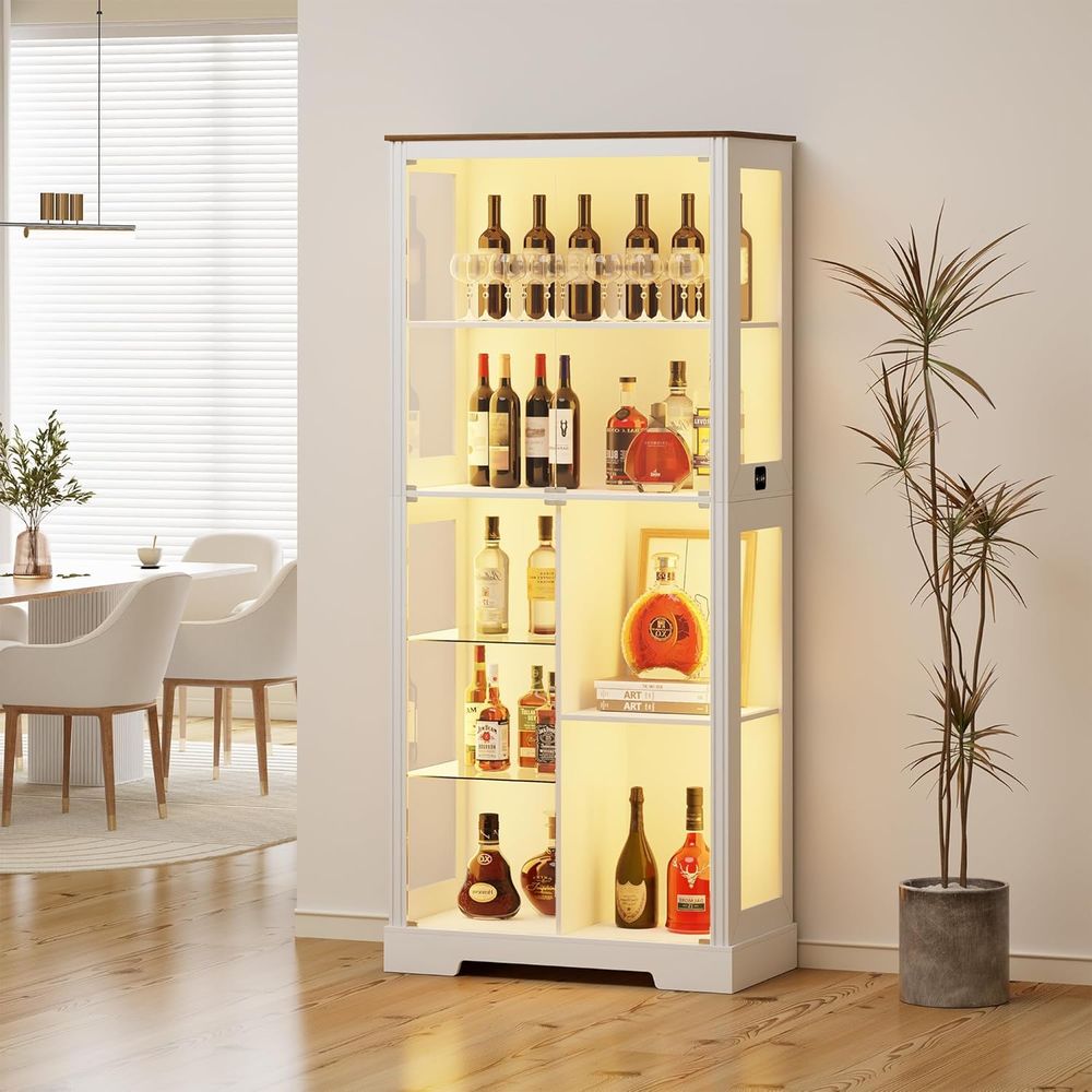 7-Tier Glass Display Cabinet w - Lighting & Home Decor Studio Photos 评论和价格