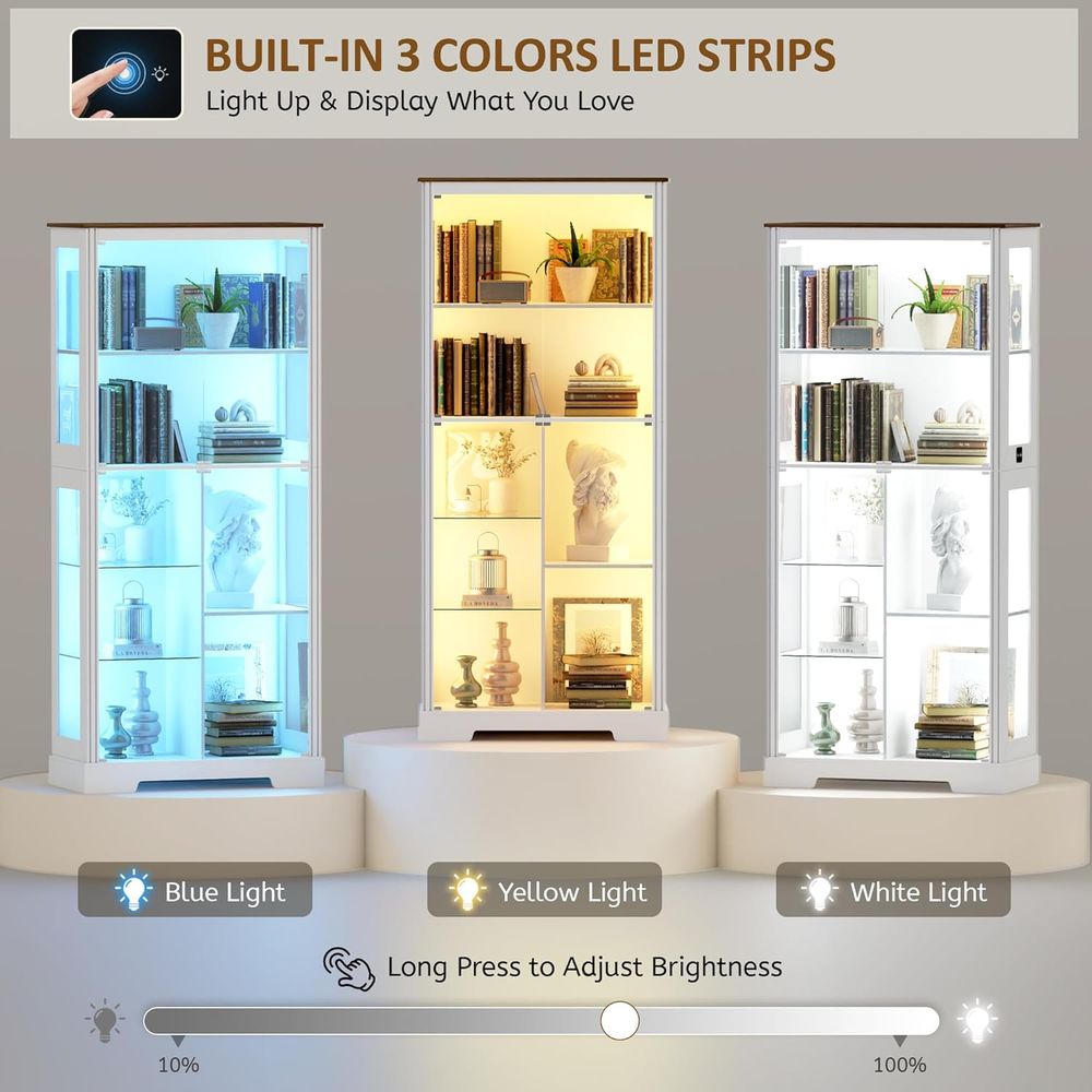 7-Tier Glass Display Cabinet w - Lighting & Home Decor Studio Photos 评论和价格